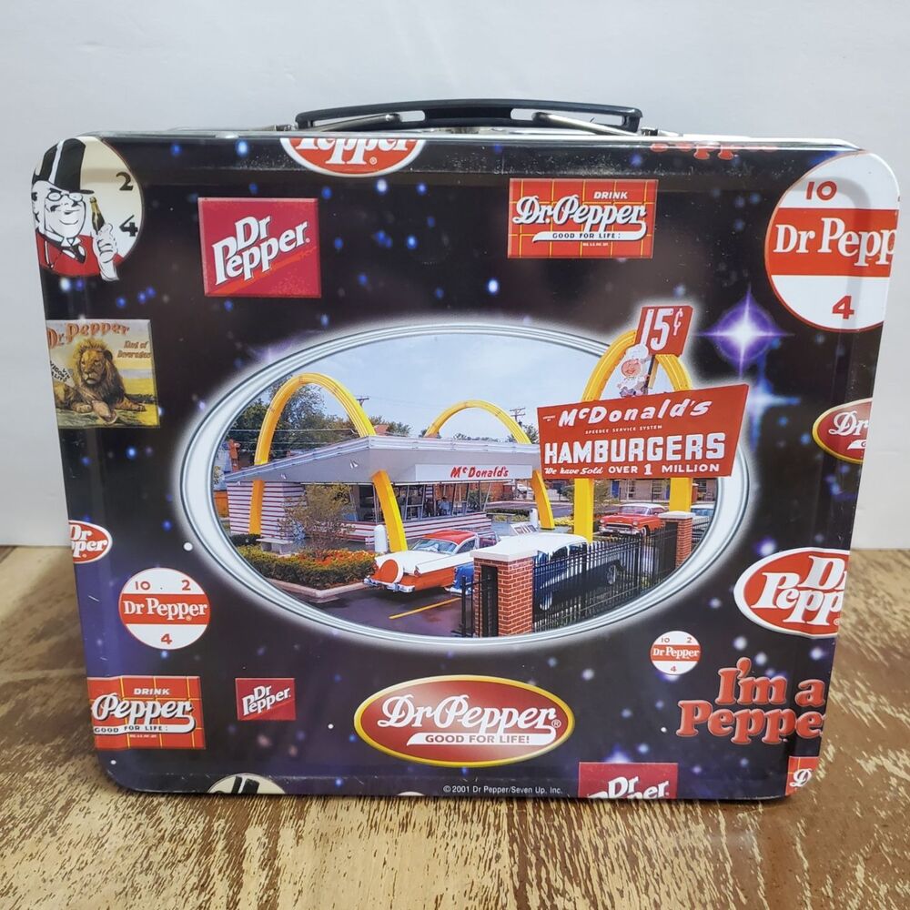 Vintage 2001 Dr. Pepper / McDonald's Metal Lunchbox Collectible Soda Americana